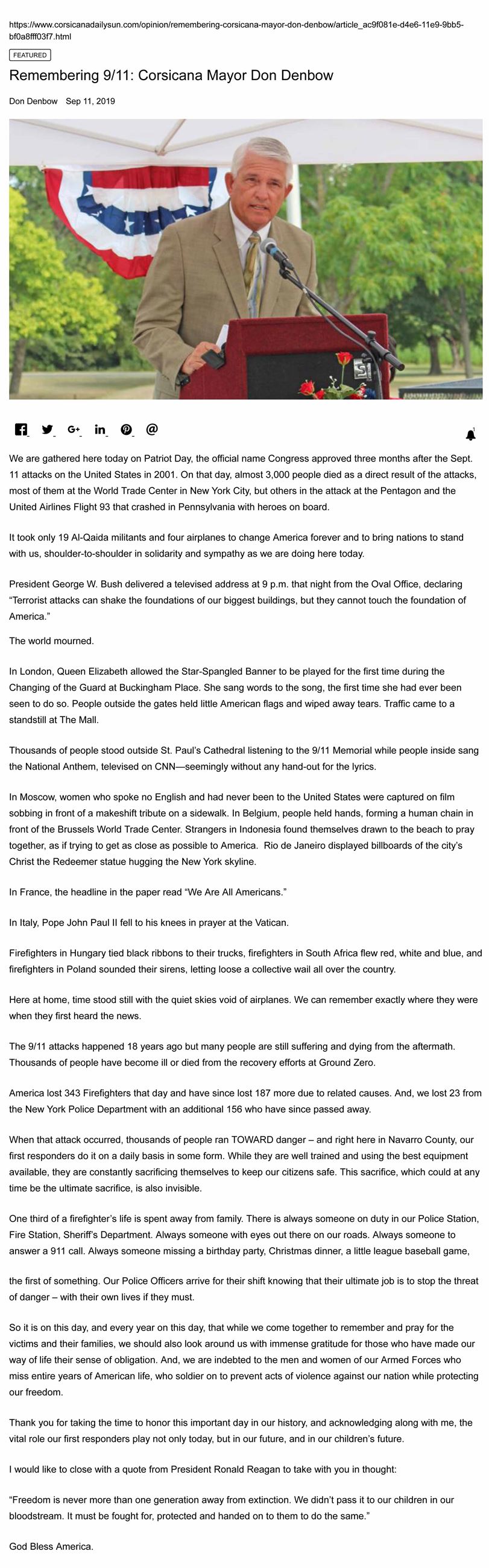 20190911 Remembering 9_11_ Mayor Denbow _ Full Article